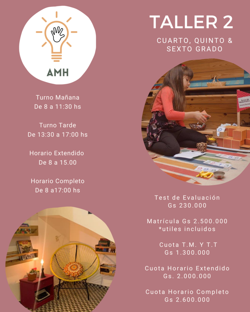 TALLER MONTESSORI CUARTO GRADO QUINTO GRADO SEXTO GRADO